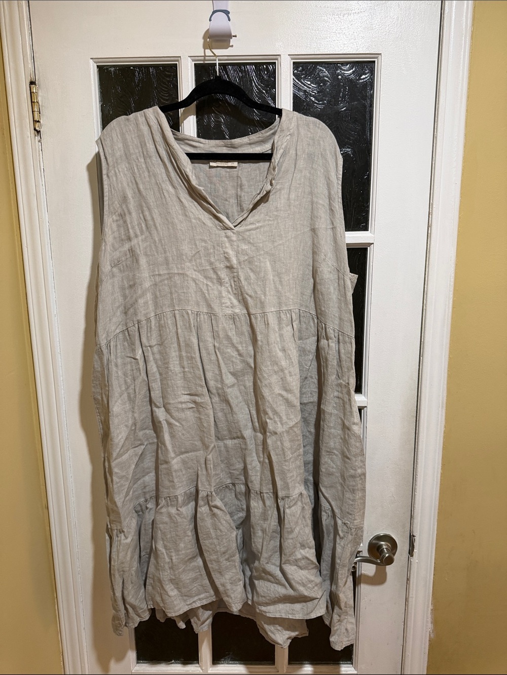 Bellatrix Natural Beige Linen Tunic with Scoop Neck